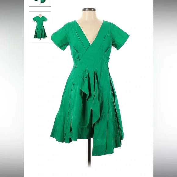 green emerald velvet dress Anthropologie Green Chiffon Tie Front